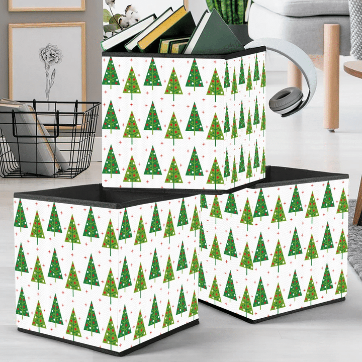 Christmas Tree With Red And Green Light Balls Storage Bin Storage Cube
