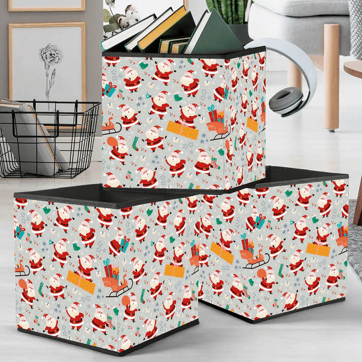 Funny Different Santa Claus Characters With Christmas Gifts Storage Bin Storage Cube