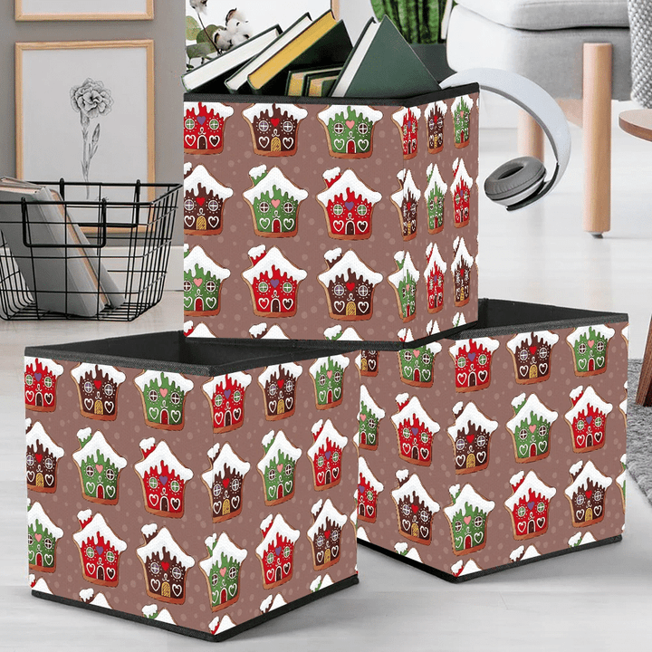 Colorful Chocolate Cookies In The Form Of Mini Houses Pattern Storage Bin Storage Cube