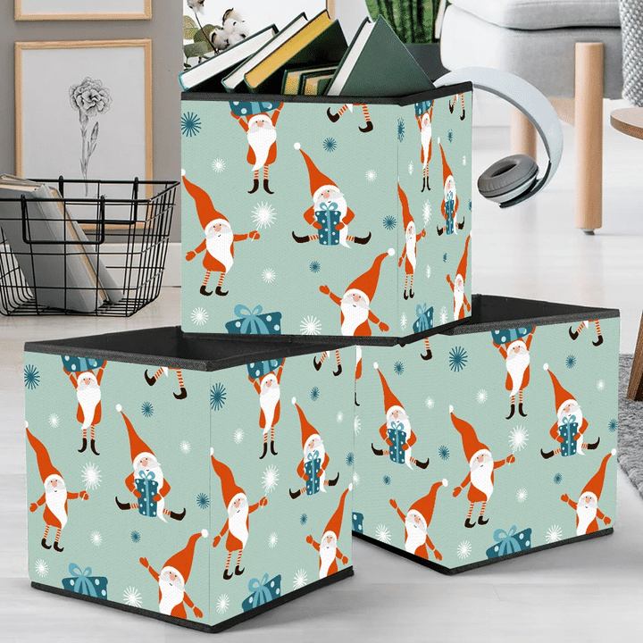 Happy New Year And Merry Christmas With Gnomes And Snowflakes Storage Bin Storage Cube