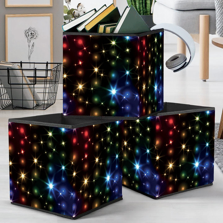 Christmas Winter Background In Rainbow Colors Storage Bin Storage Cube