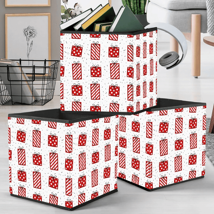Creative Gift Boxes With Striped And Dotted Pattern On Storage Bin Storage Cube