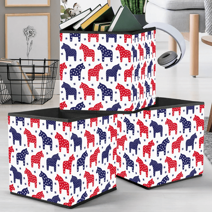 Traditional Horses Snowflakes Xmas And New Year Storage Bin Storage Cube