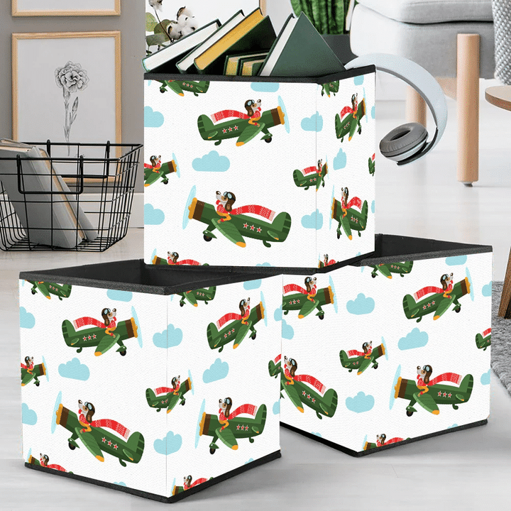 The Dog Is A Flying On The Plane Christmas Storage Bin Storage Cube