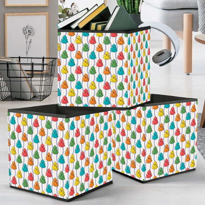 Christmas With Rainbow Gingerbread Cookies Colors Storage Bin Storage Cube