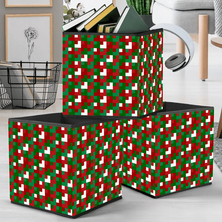 Camouflage Winter Christmas And New Year Puzzle Storage Bin Storage Cube