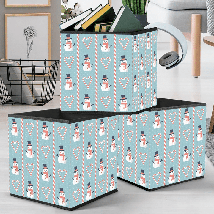 Christmas Snowman And Heart Shaped Candies Storage Bin Storage Cube