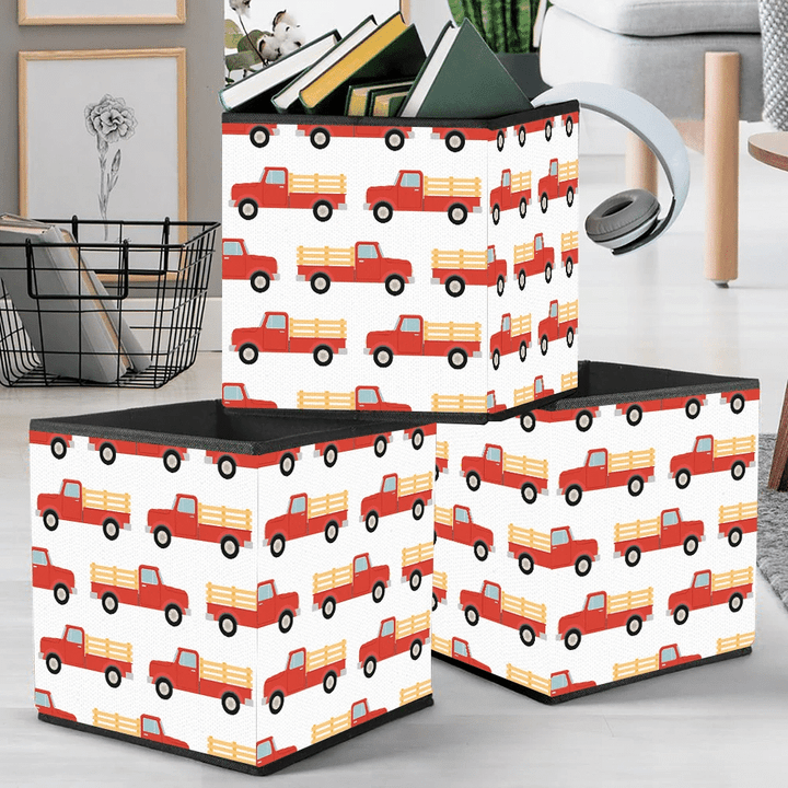 Amazing Farm Delivery Transportation With Red Truck Pattern Storage Bin Storage Cube