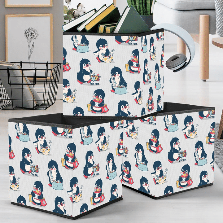 Christmas With Cute Penguins In The Shop Storage Bin Storage Cube