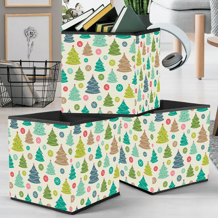 Colorful Christmas Tree And Snowflakes Storage Bin Storage Cube