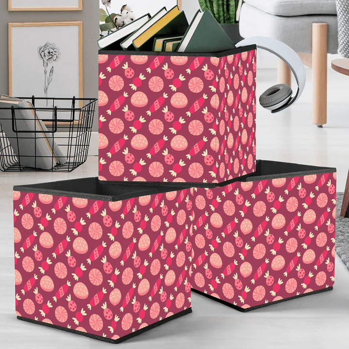 Cool Design Pink Candy Jelly And Cake Illustration Storage Bin Storage Cube