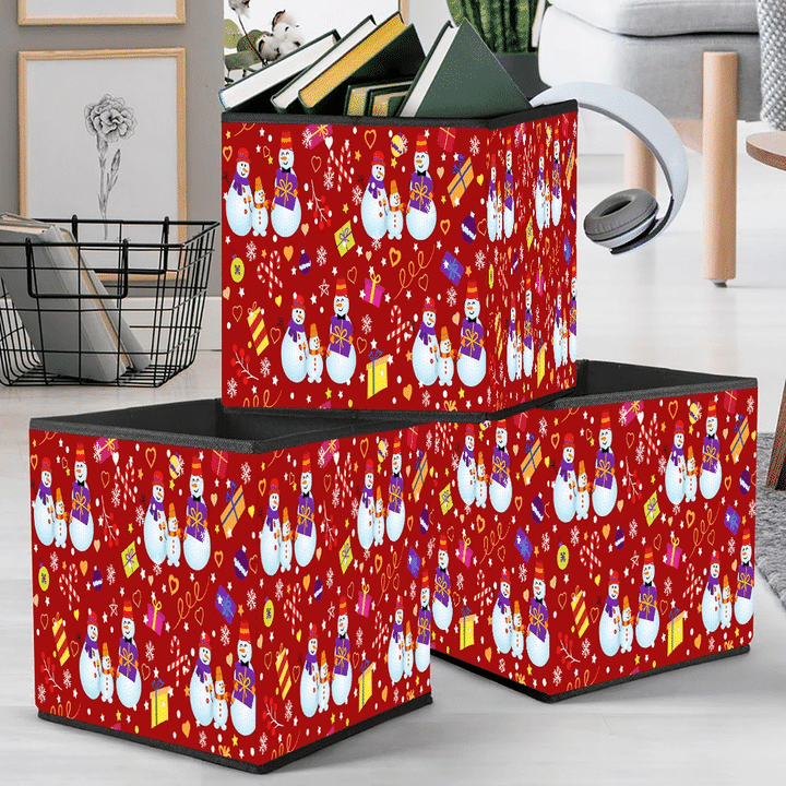 Christmas Snowman Snowflakes And Gifts Storage Bin Storage Cube
