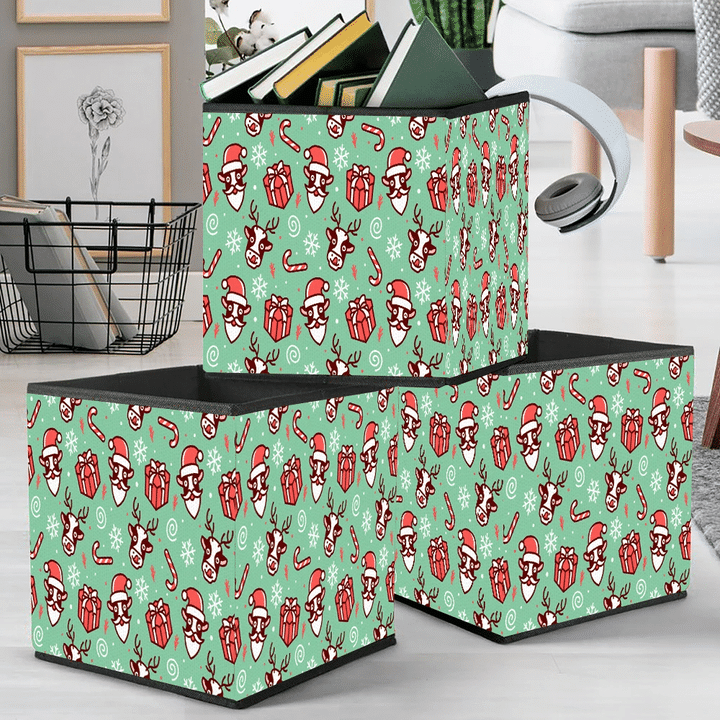 Christmas Cute Cow Santa Claus Candy And Gift Storage Bin Storage Cube