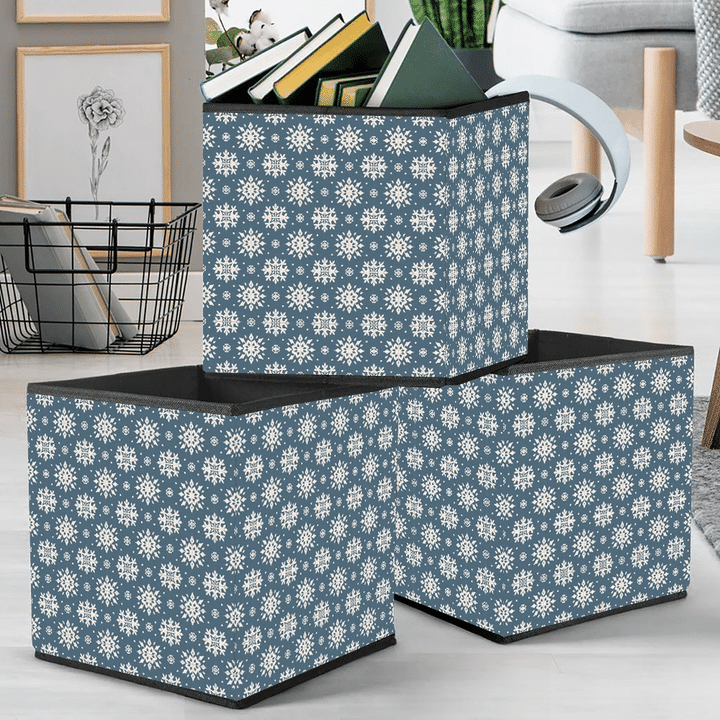 Nordic Style Drawing With Snowflakes Pattern Storage Bin Storage Cube