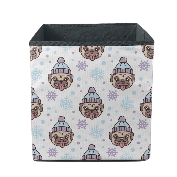 Bulldog In Hat With Snowflakes For Merry Christmas Storage Bin Storage Cube
