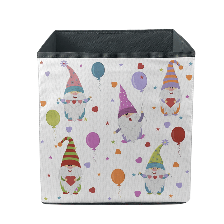Christmas Celebration With Colorful Balloon And Gnomes Storage Bin Storage Cube