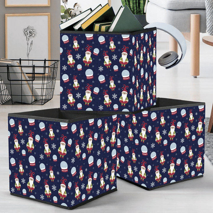 Magic Snowball With Lovely Gnomes Snowflakes Pattern Storage Bin Storage Cube