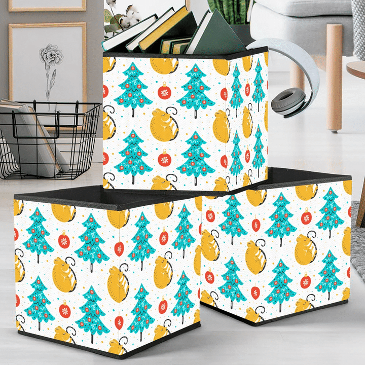 Blue Christmas Tree Mouses And Toys Storage Bin Storage Cube