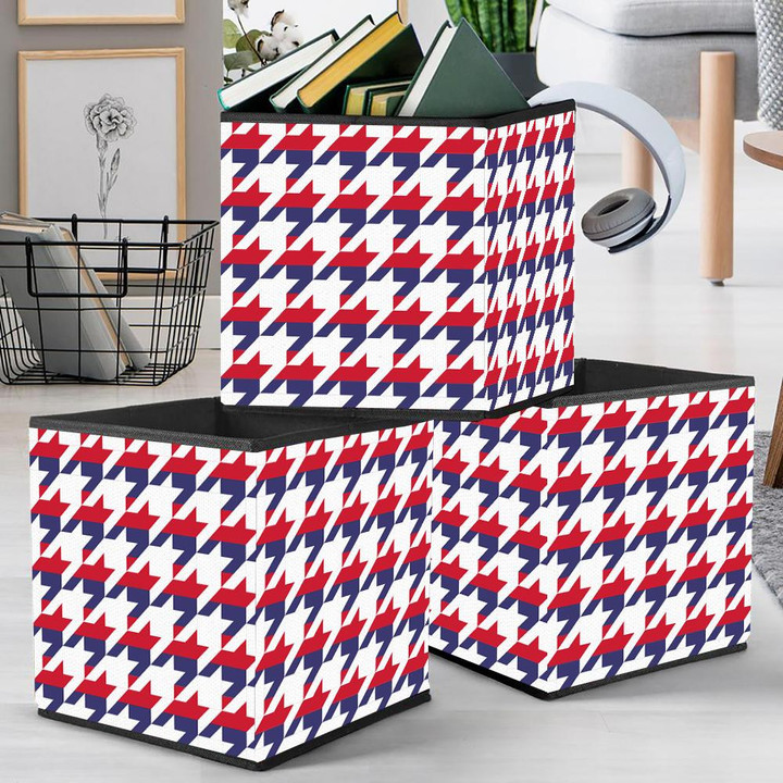 Ideal Houndstooth Pattern In USA Flag Colors Storage Bin Storage Cube