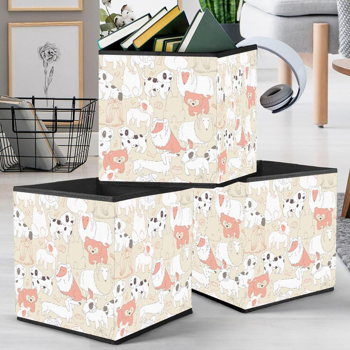 Cartoon Dogs In Outline Style Isolated Background Storage Bin Storage Cube
