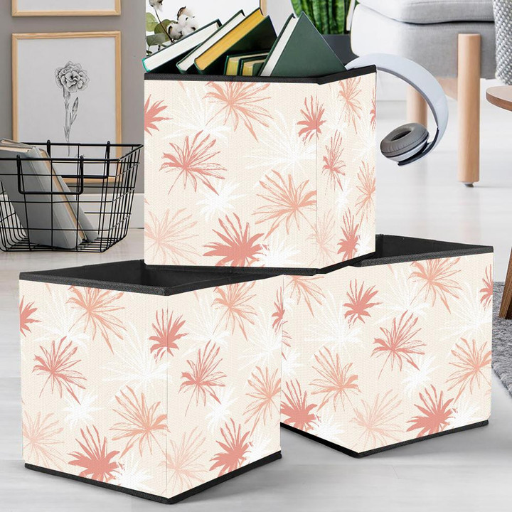 Abstract Tropical Foliage Background In Rose Blush Colors Storage Bin Storage Cube