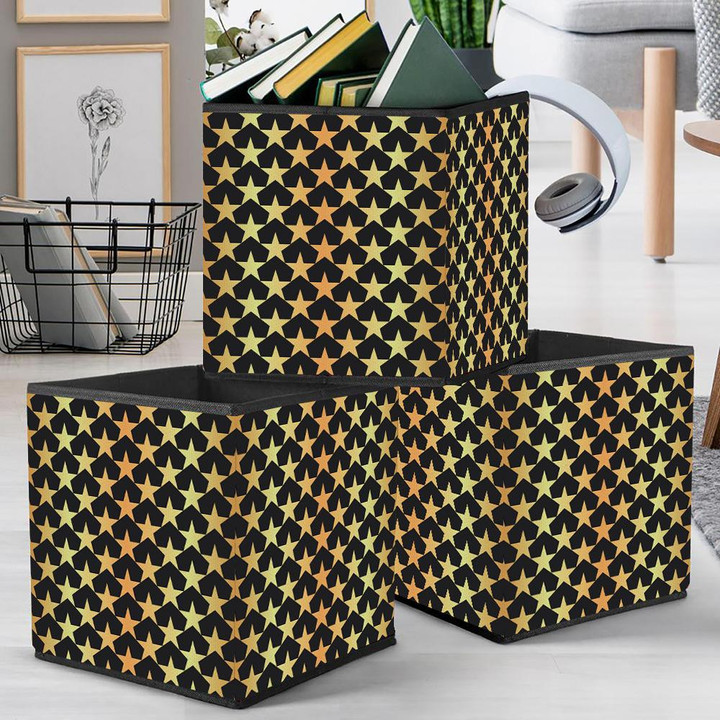 Modern Black And Gold Patriotic Stars Pattern Storage Bin Storage Cube