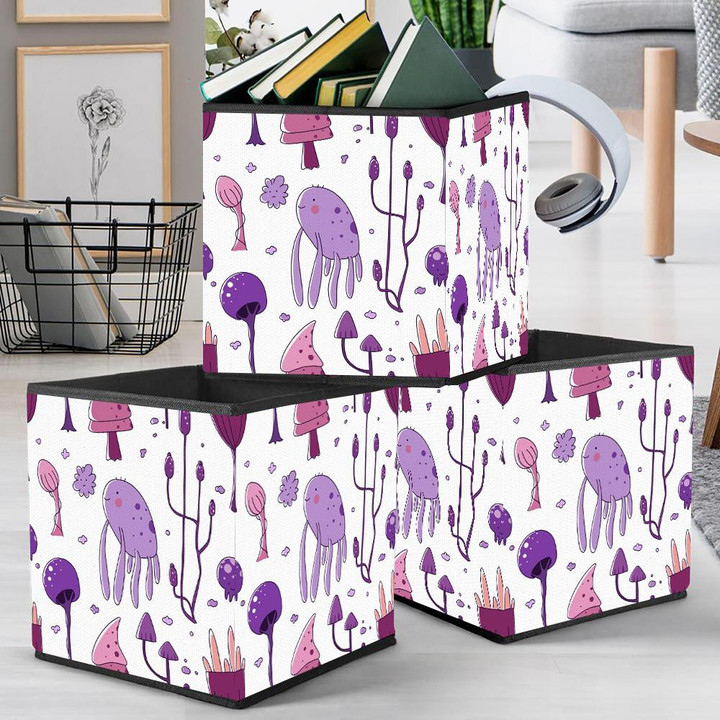 Fantasy Purple Mushroom Monster Pattern Psychedelic Style Storage Bin Storage Cube