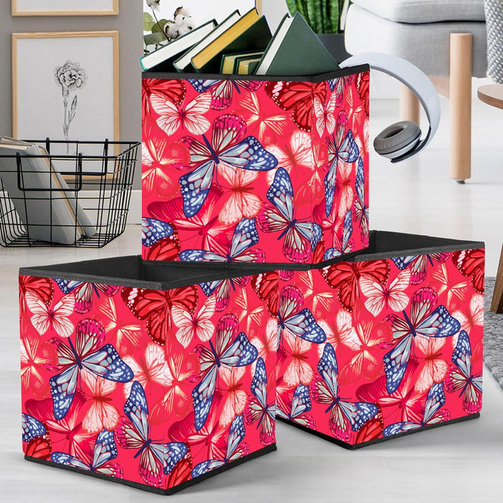 Marine Style With Butterflies Of Red And Blue Storage Bin Storage Cube