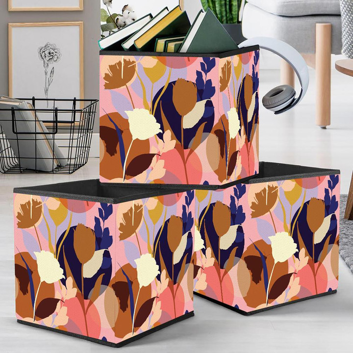 The Color Of Summer With Flower Silhouette Pattern Storage Bin Storage Cube