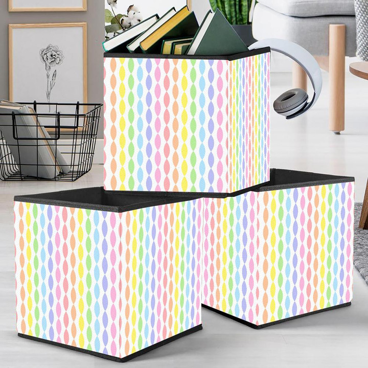 Vertical Pattern With Pastel Colorful Lines Of Beads Storage Bin Storage Cube
