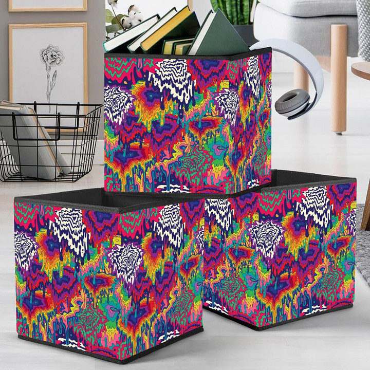 Abstract Colorful Psychedelic Themed Unique Design Storage Bin Storage Cube