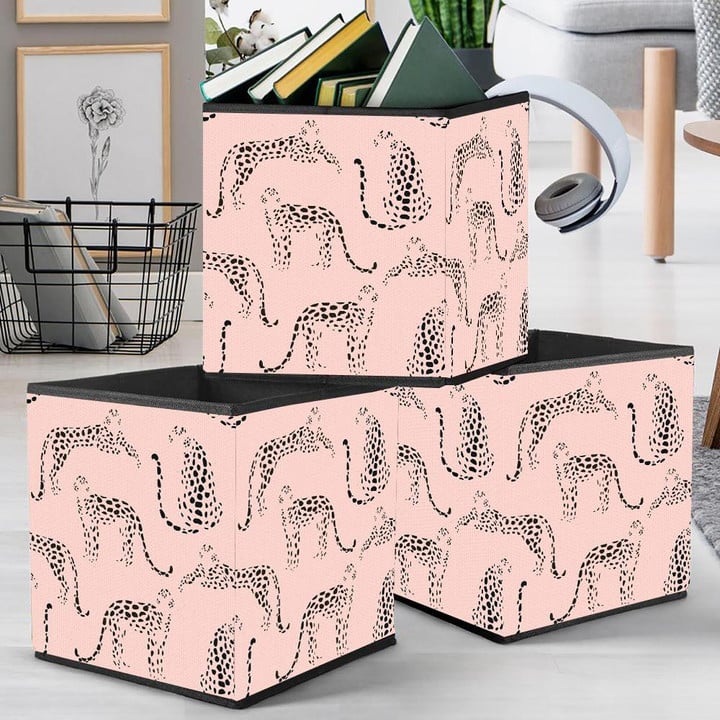 Trendy Texture Abstract Leopard On Pink Storage Bin Storage Cube