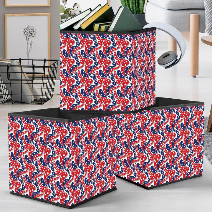 Modern Pattern Filled Red And Blue Star Painting Storage Bin Storage Cube