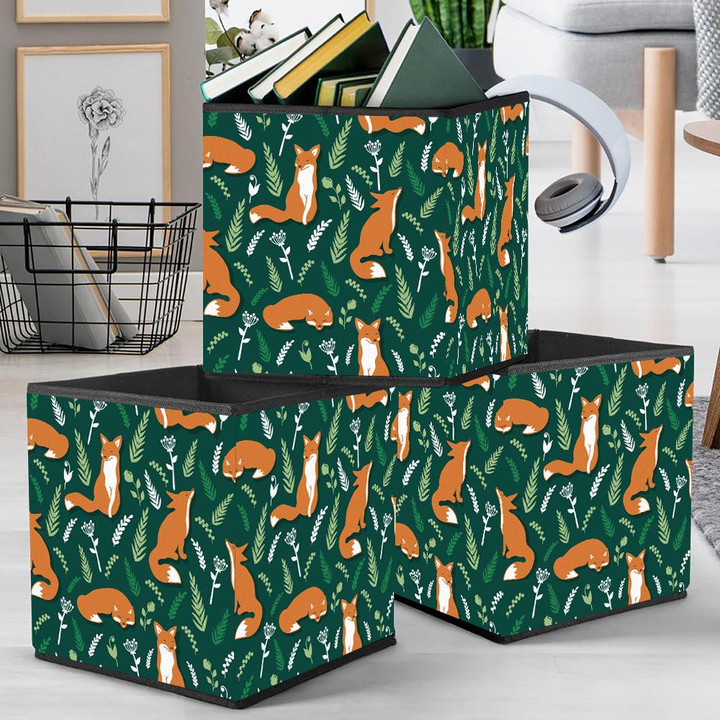 Daily Moments Of Cute Fox In Green Forest Design Storage Bin Storage Cube