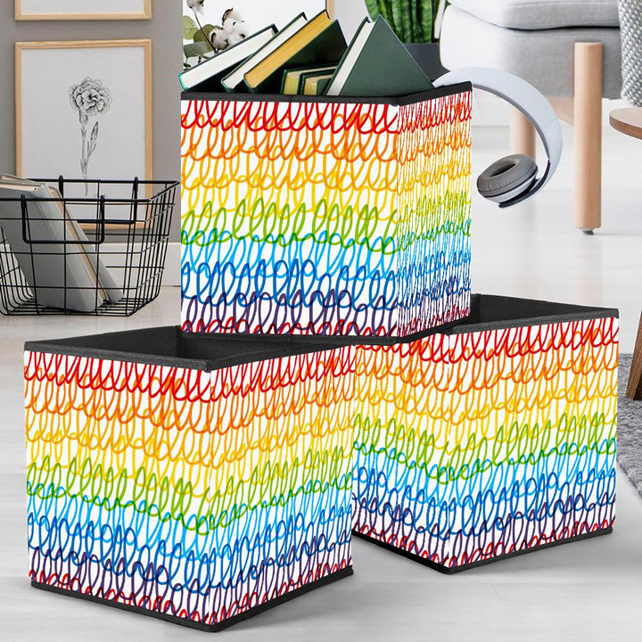 Fantastic Pattern With Messy Rainbow Scribble Texture Storage Bin Storage Cube