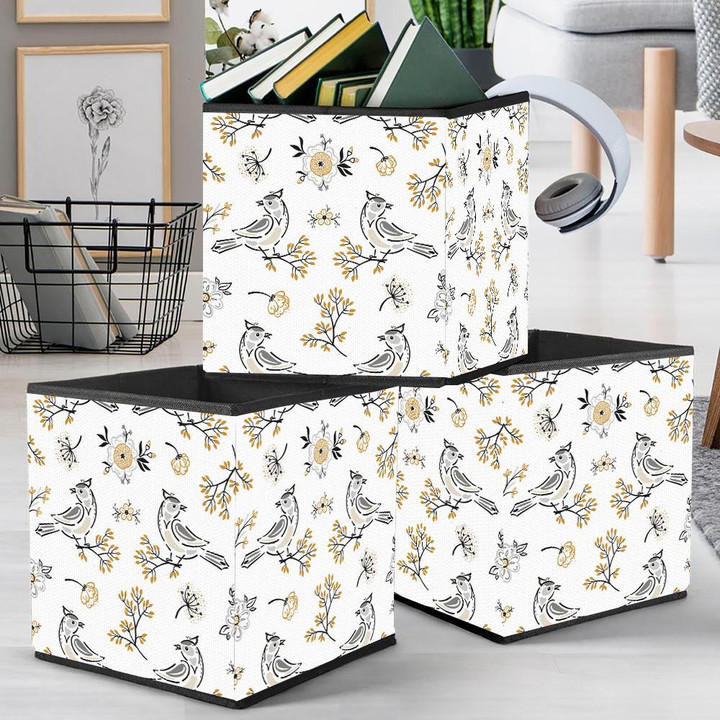 Spring Floral With Birds Flowers And Leave Storage Bin Storage Cube