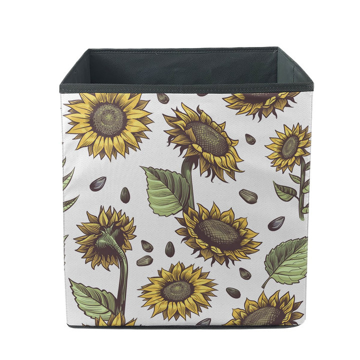 Repeating Sunflower Artistic Blossom Abstract Hand Drawn Storage Bin Storage Cube