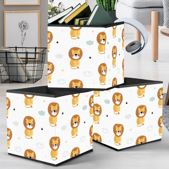 Cute Lion Sitting With Cloud And Small Star Storage Bin Storage Cube