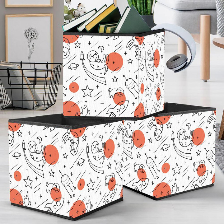 Dogs In Space With Red Dot Isolated Background Storage Bin Storage Cube