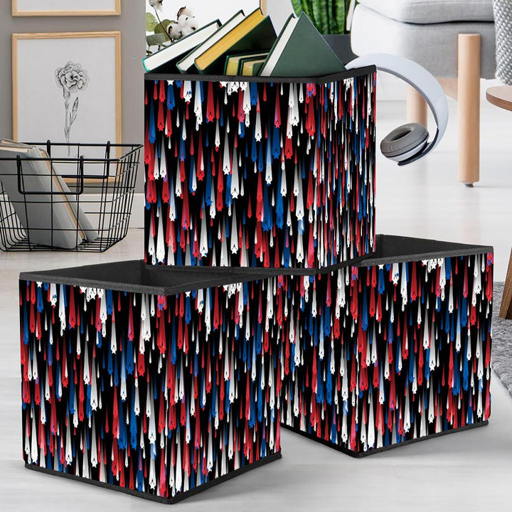 Surging Shooting Stars In The Colors Of American Flags Pattern Storage Bin Storage Cube