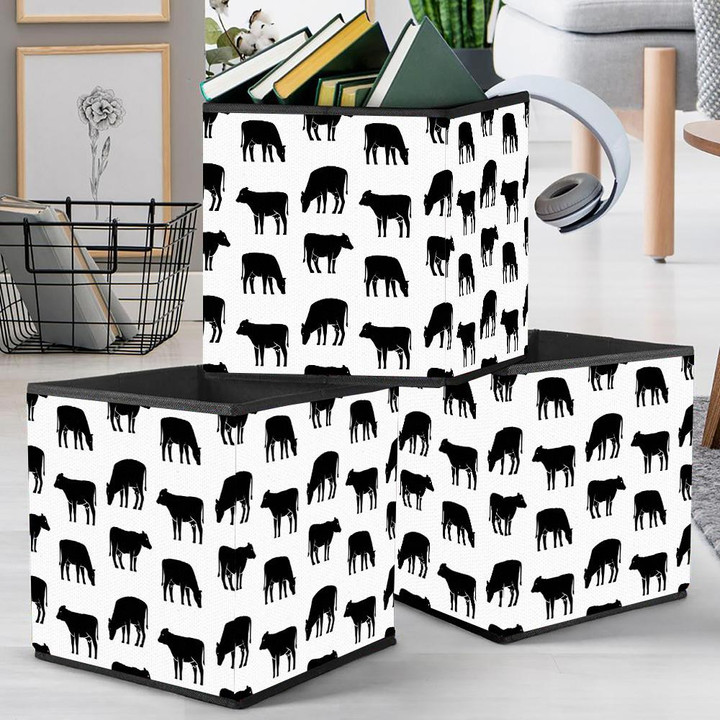 Black Cow Logo On White Background Storage Bin Storage Cube