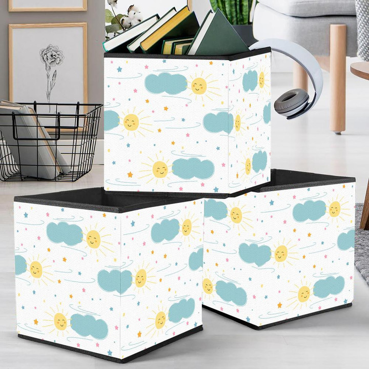 The Wind Drives The Sun And Clouds Across The Sky Storage Bin Storage Cube