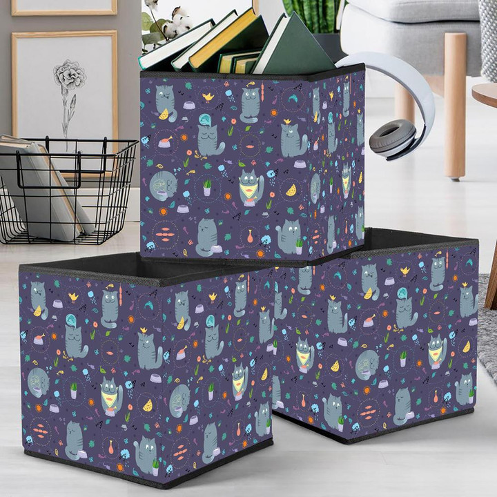 Cute Grey Cats And Natural Foods Storage Bin Storage Cube