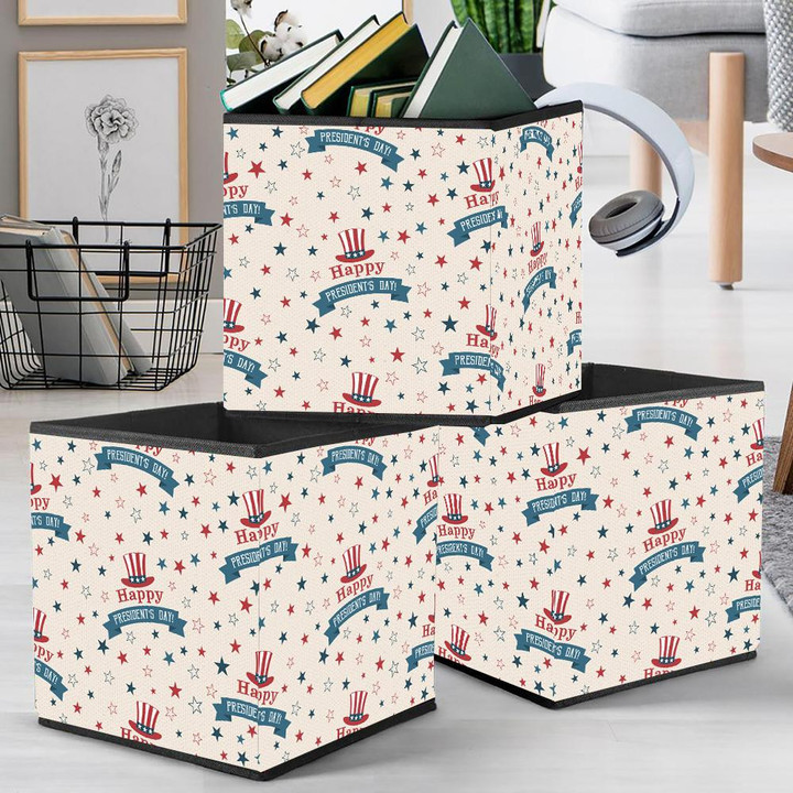 President's Day Pattern With Hat Of Uncle Sam And Stars Storage Bin Storage Cube