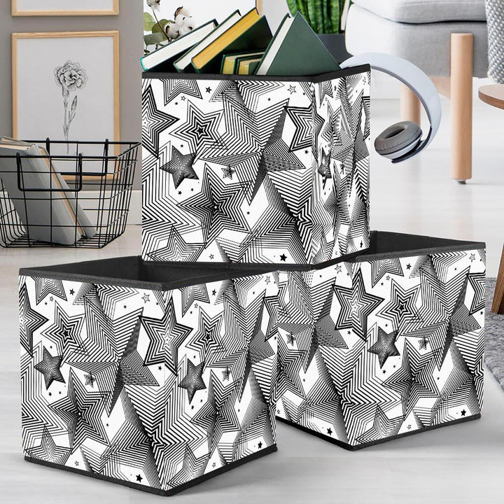 Expanded Moving Illusion Pattern Of Strip Line Stars Storage Bin Storage Cube