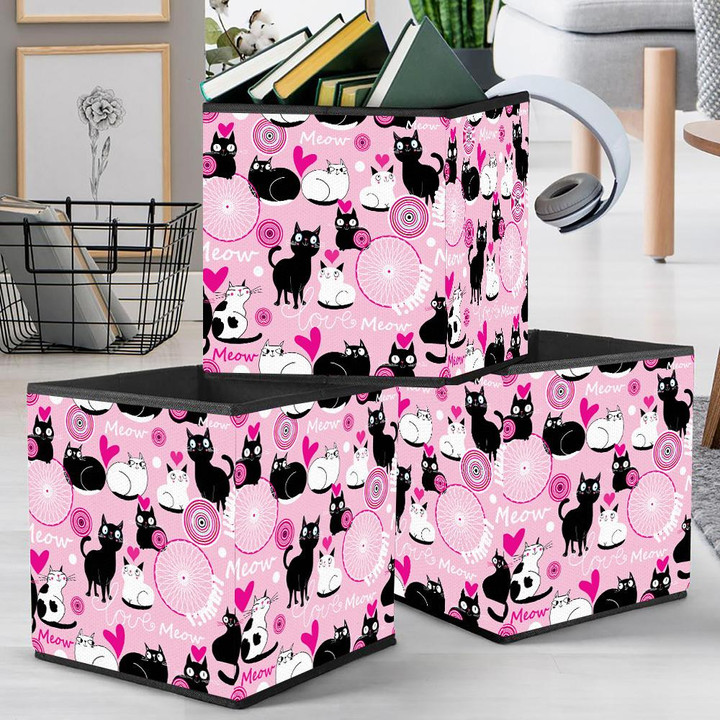 Beautiful Ornament With Cats For Valentine's Day Storage Bin Storage Cube