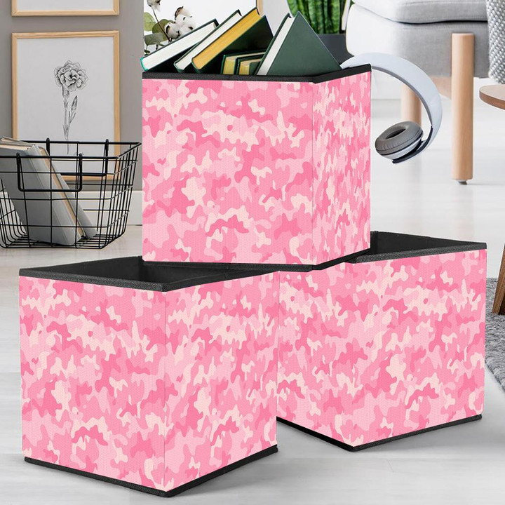 Watercolor Girly Camo Pink Textured Military Pattern Storage Bin Storage Cube