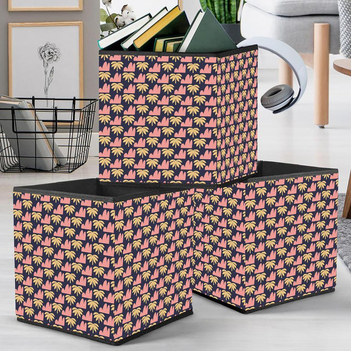 Organic Plants With Yellow Palm Trees And Mountains Storage Bin Storage Cube
