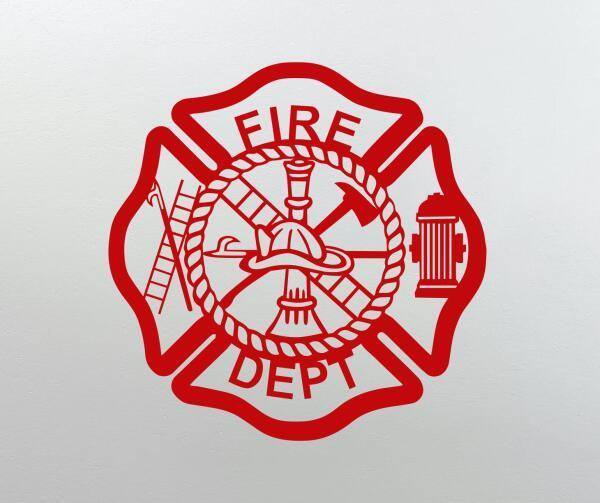 Red Pattern Fire Dept Cut Metal Sign