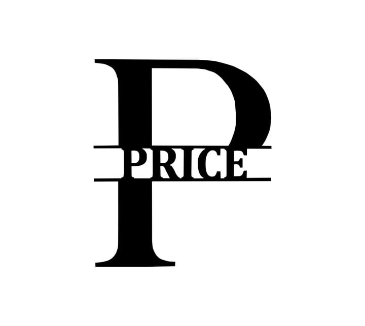Modern Style Monogram Initial P Custom Name Cut Metal Sign